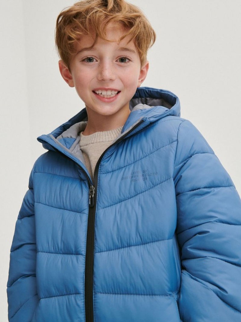 Grey / Blue Reserved Quilted Boys' Jackets | LGCV-45891