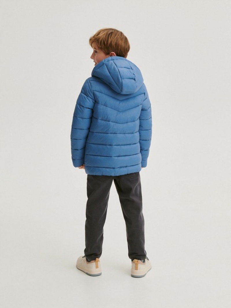 Grey / Blue Reserved Quilted Boys' Jackets | LGCV-45891