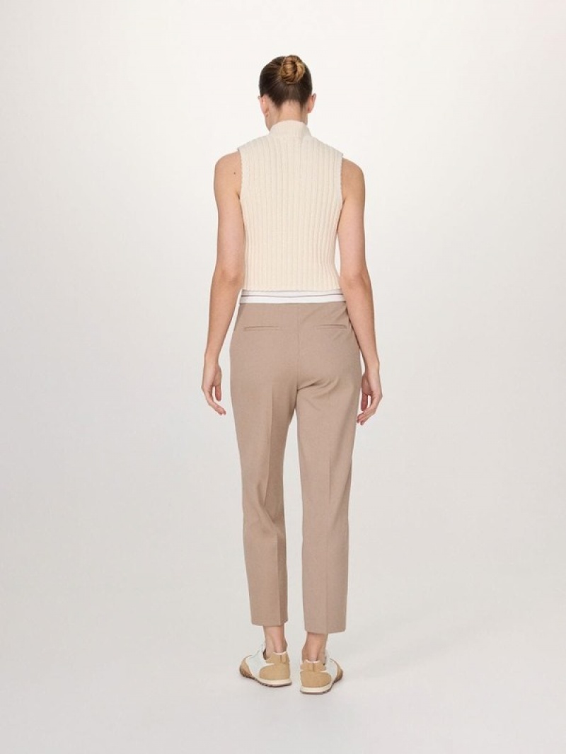 Grey / Brown Reserved Asymmetrical Zipping Women's Trousers | ZJRU-87954