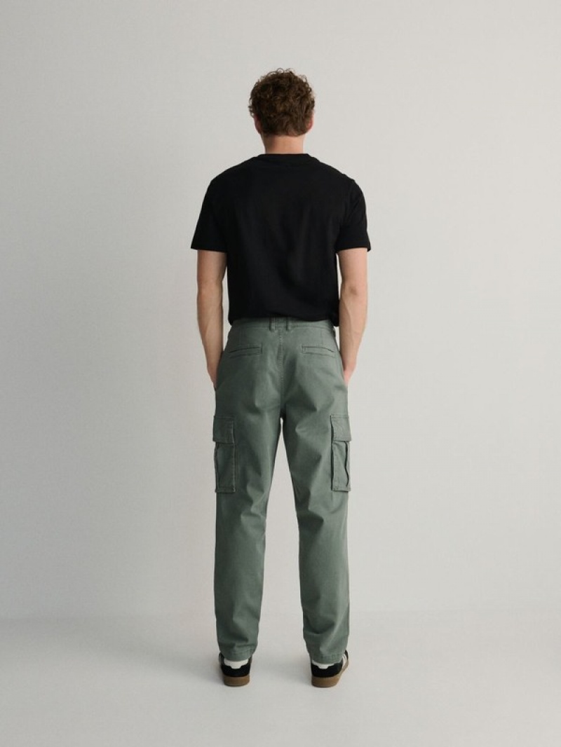 Grey / Green Reserved Cargo Men's Trousers | CDWF-71492