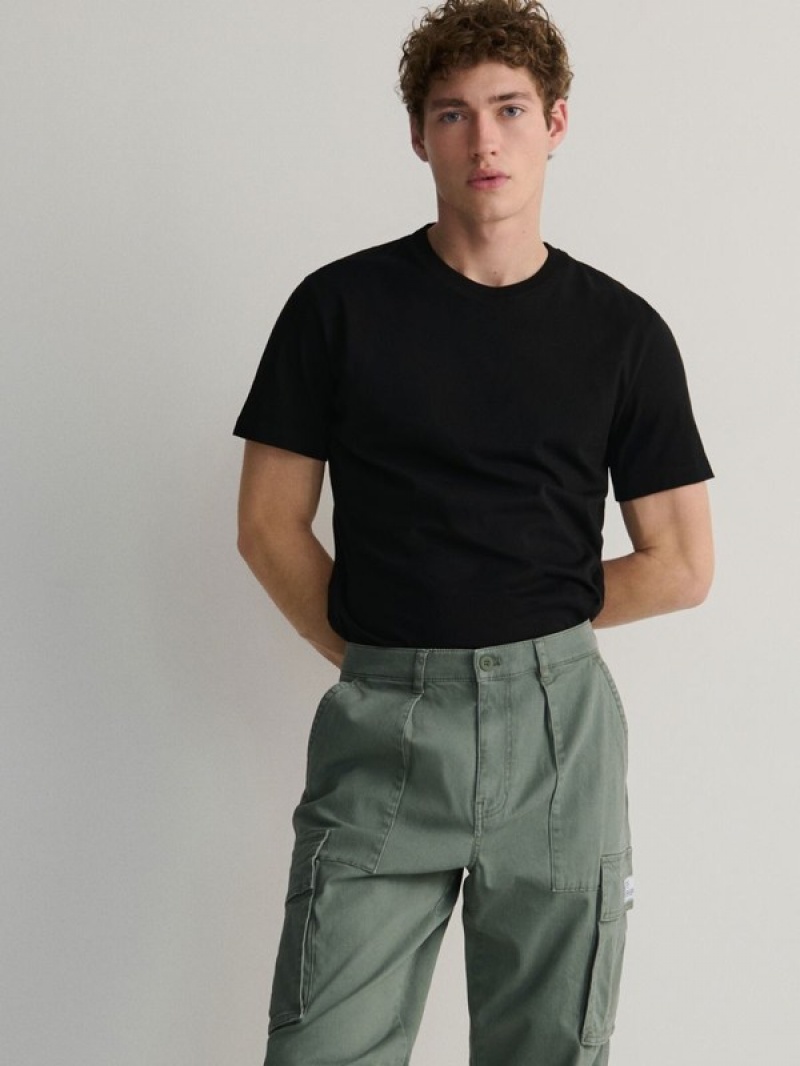 Grey / Green Reserved Cargo Men's Trousers | CDWF-71492