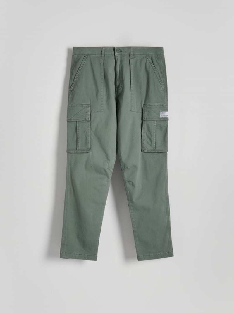 Grey / Green Reserved Cargo Men's Trousers | CDWF-71492