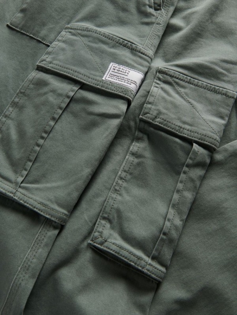 Grey / Green Reserved Cargo Men's Trousers | CDWF-71492