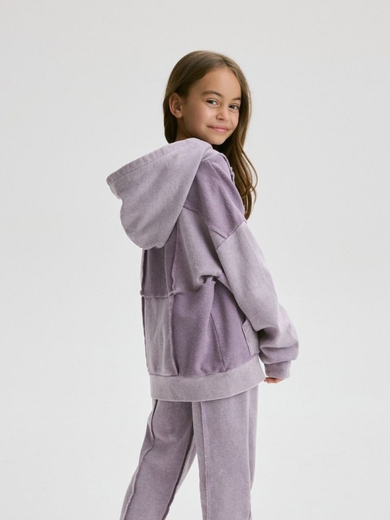 Lavender Reserved Jogging Top Girls' Sweatshirts | GCUS-54290