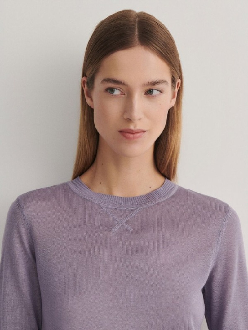 Lavender Reserved Lyocell Top Women's Sweaters | XQUT-03986