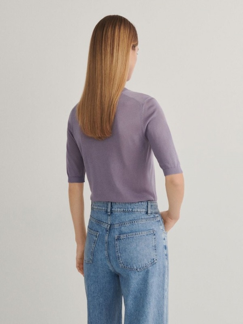 Lavender Reserved Lyocell Top Women's Sweaters | XQUT-03986