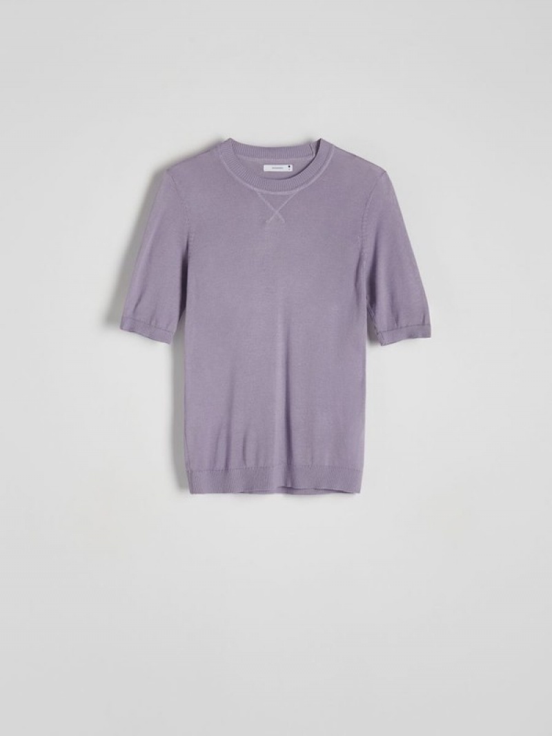 Lavender Reserved Lyocell Top Women's Sweaters | XQUT-03986