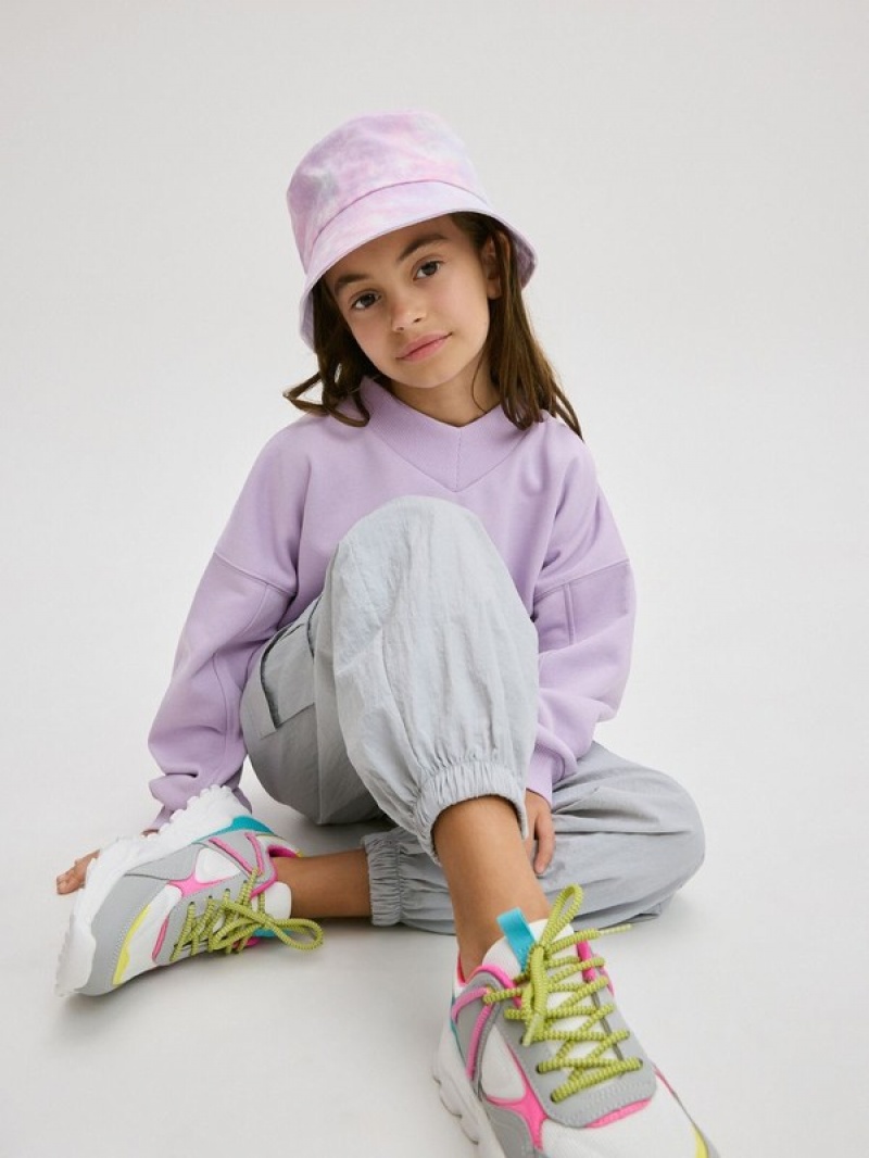 Lavender Reserved Plain Cotton Rich Girls' Sweatshirts | LACQ-89651