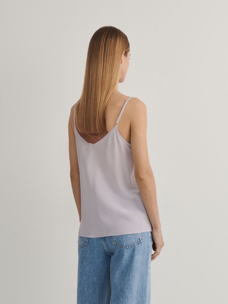 Lavender Reserved Silk Top Women's Shirts | MHSC-02496