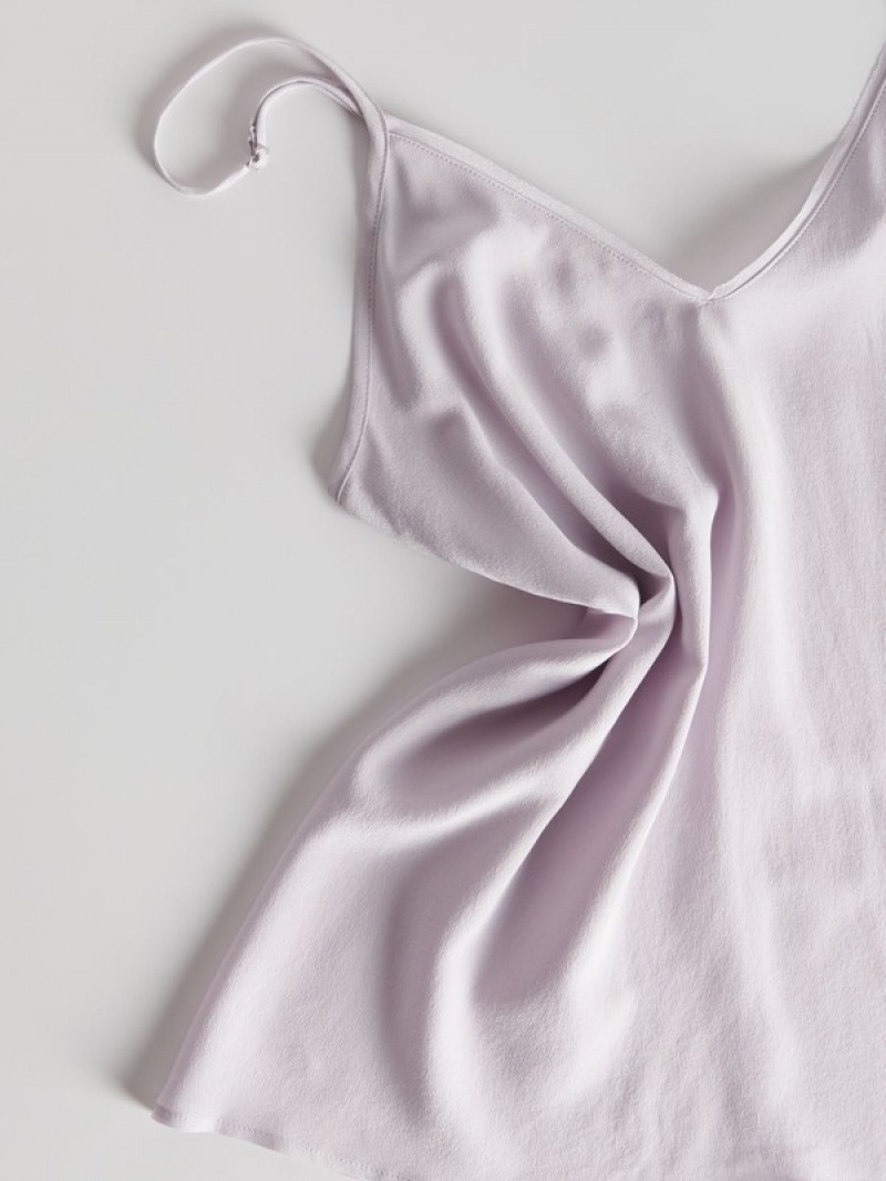 Lavender Reserved Silk Top Women's Shirts | MHSC-02496