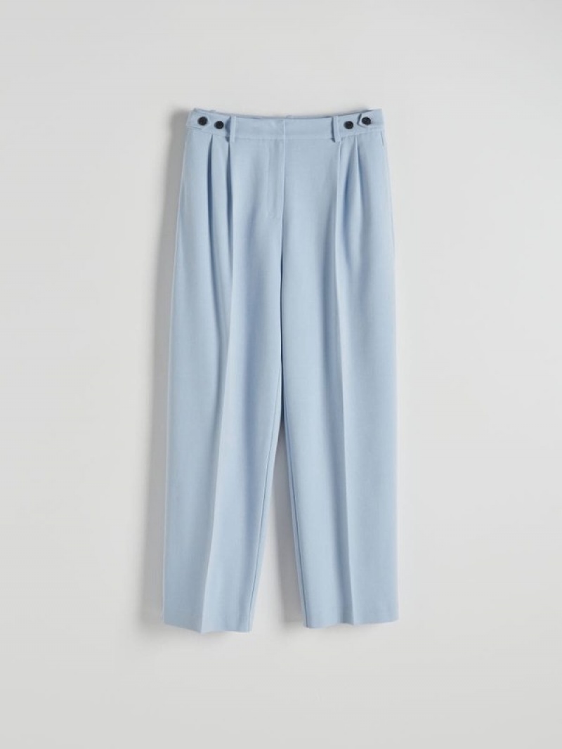 Light Blue Reserved Cigarettepressed Crease Women's Trousers | YLNX-58273