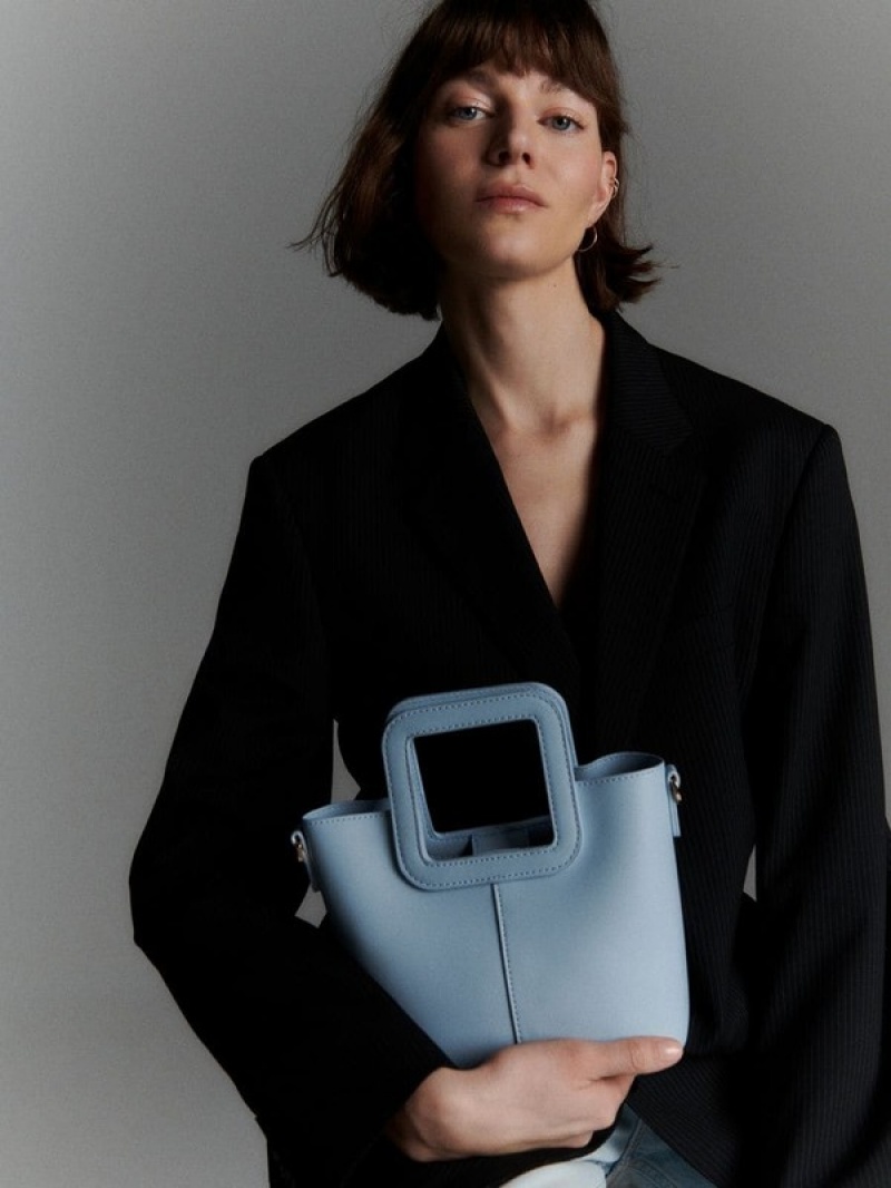 Light Blue Reserved Geometric Handle Women's Bags | FMVS-58729