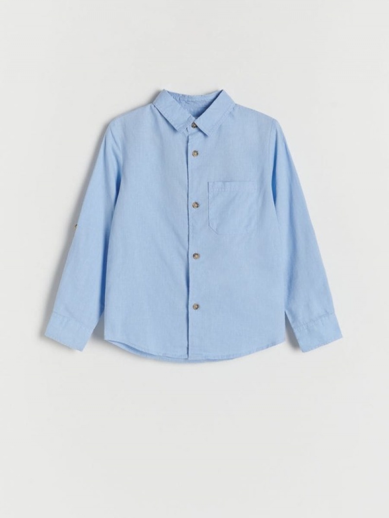 Light Blue Reserved Linen Rich Boys' Shirts | GSTM-35896