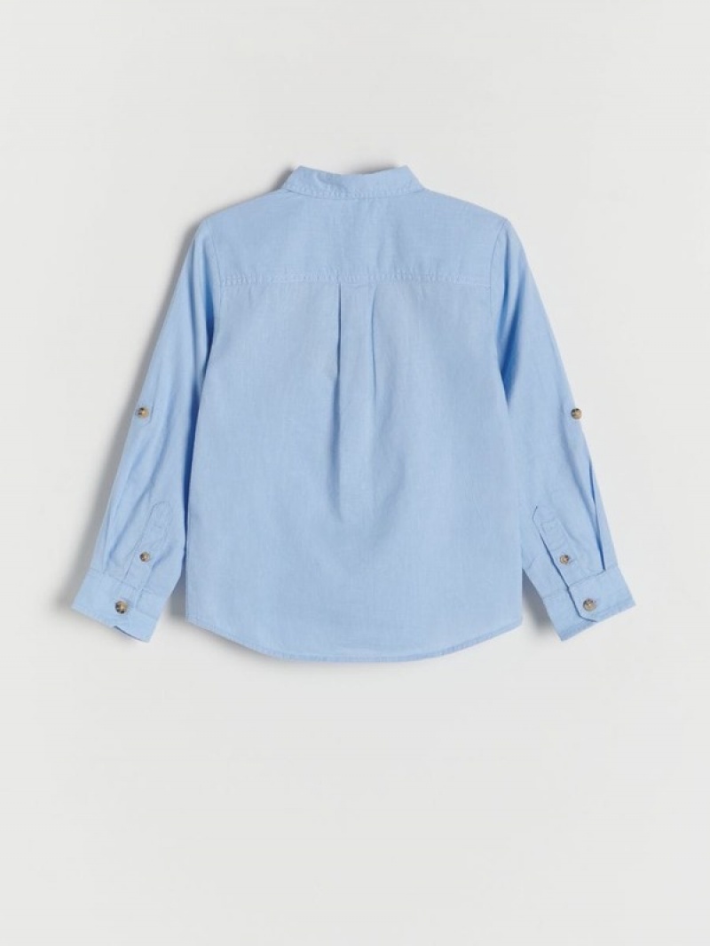 Light Blue Reserved Linen Rich Boys' Shirts | GSTM-35896