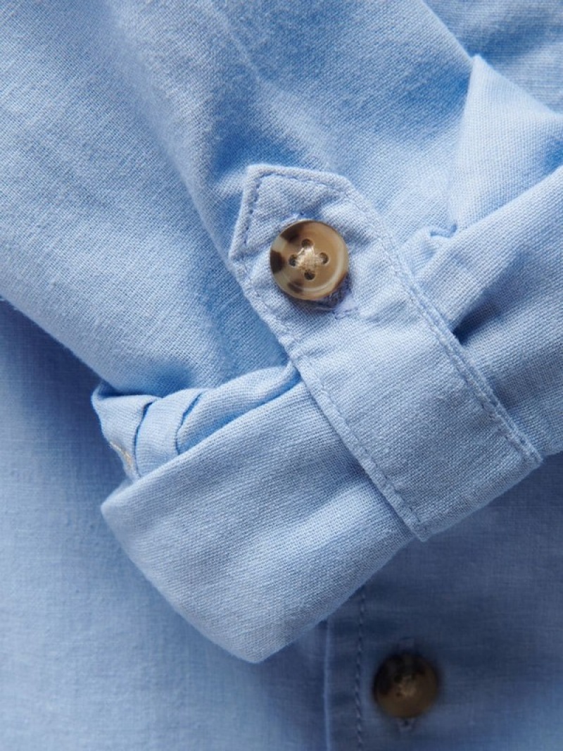 Light Blue Reserved Linen Rich Boys' Shirts | GSTM-35896