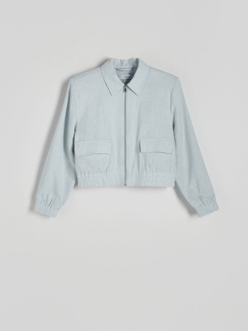 Light Blue Reserved Linen Rich Women's Jackets | LWTX-68742