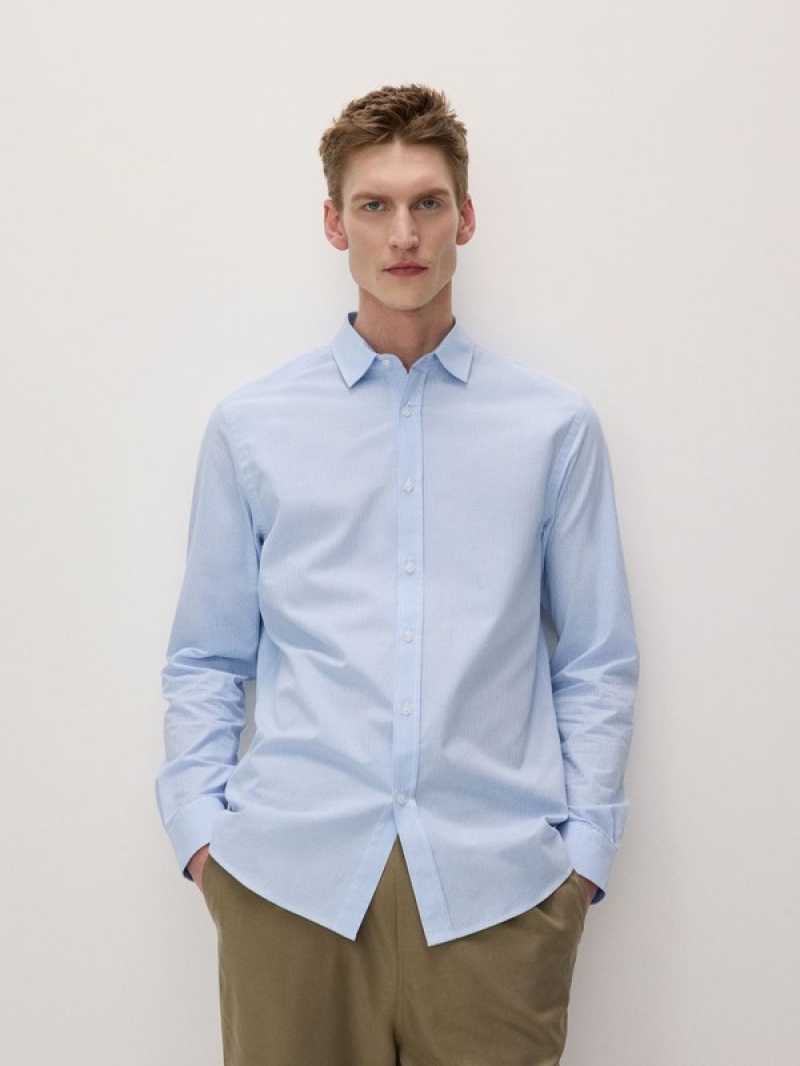 Light Blue Reserved Regular Fit Cotton Rich Men's Shirts | SOCN-96754