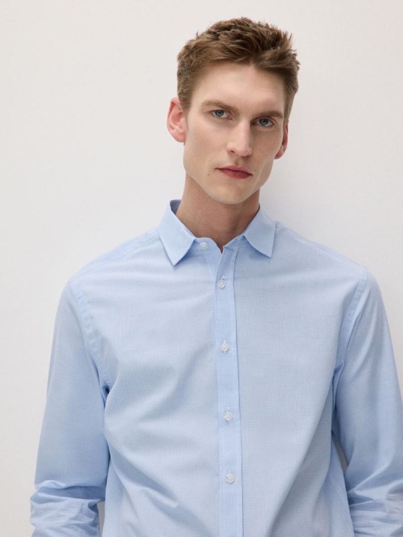 Light Blue Reserved Regular Fit Cotton Rich Men's Shirts | SOCN-96754