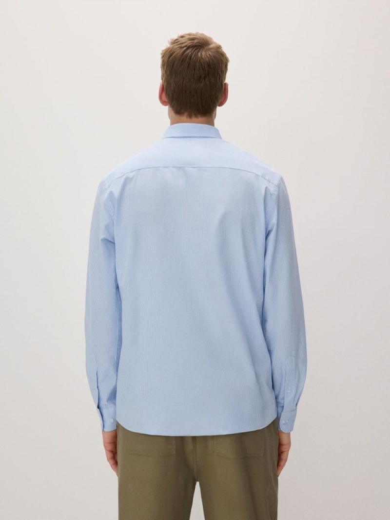 Light Blue Reserved Regular Fit Cotton Rich Men's Shirts | SOCN-96754