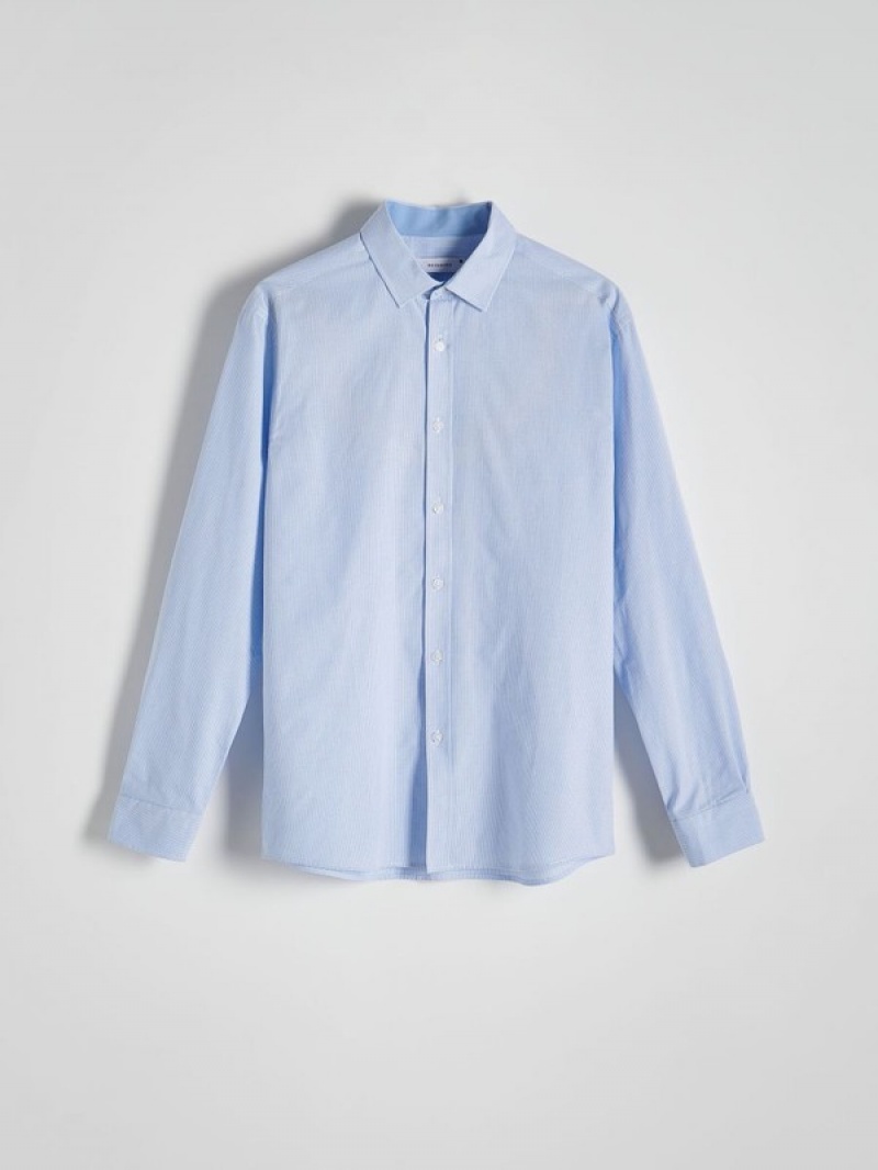 Light Blue Reserved Regular Fit Cotton Rich Men's Shirts | SOCN-96754