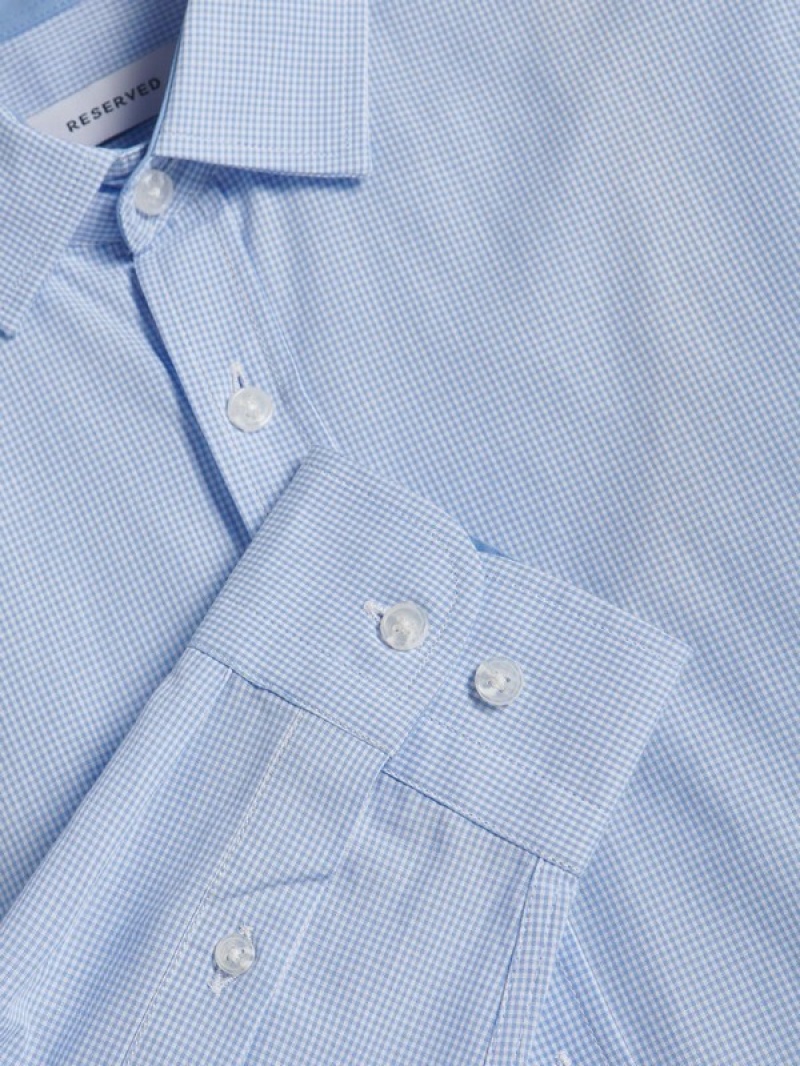 Light Blue Reserved Regular Fit Cotton Rich Men's Shirts | SOCN-96754