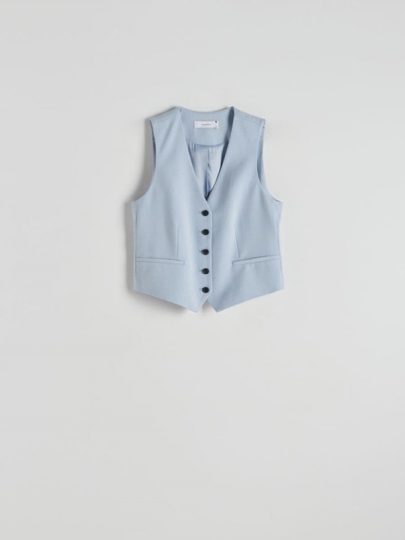 Light Blue Reserved Simple Women's Vest | XDHV-90783