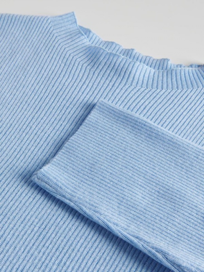 Light Blue Reserved Striped Women's Shirts | ALKF-06821