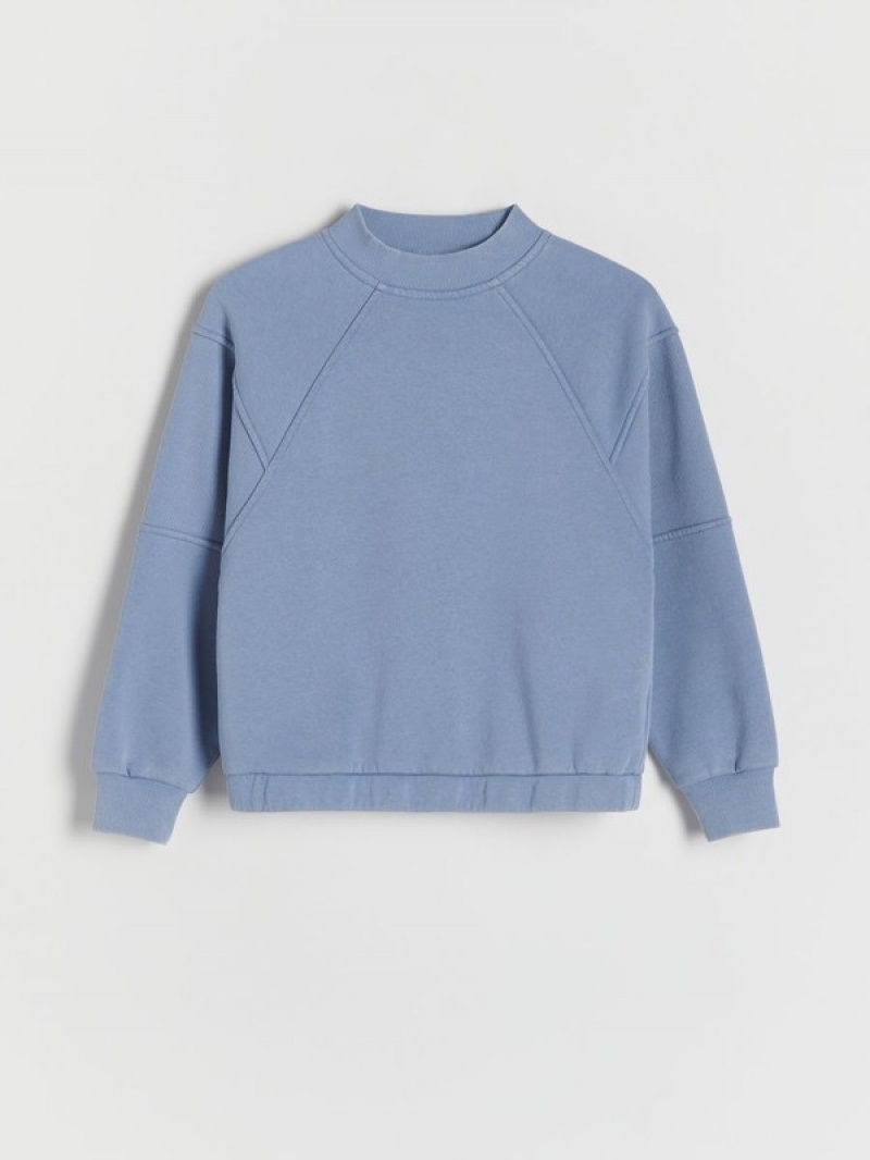 Light Blue Reserved Sweatstitching Girls' Sweatshirts | QUAH-93586