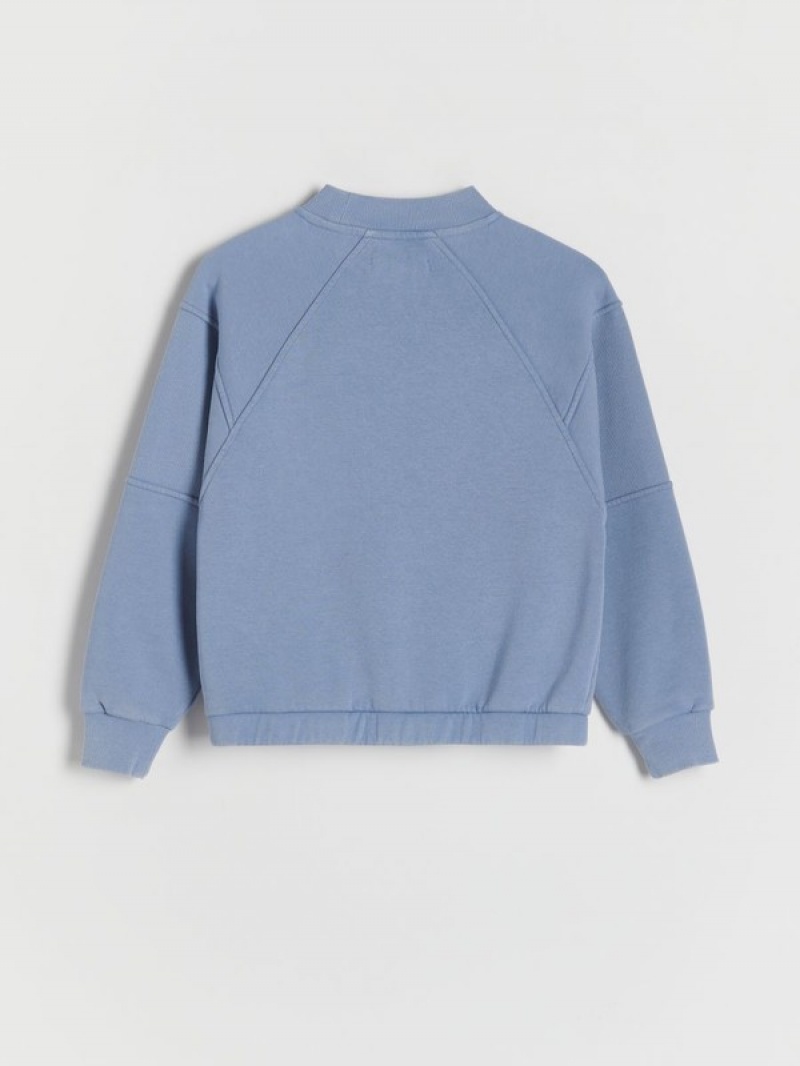 Light Blue Reserved Sweatstitching Girls' Sweatshirts | QUAH-93586