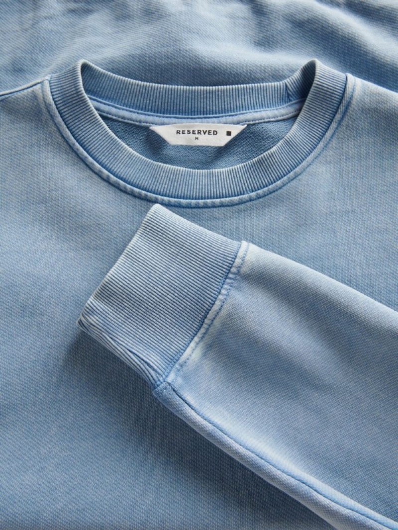 Light Blue Reserved Sweatwash Effect Men's Sweatshirts | UEYK-76839