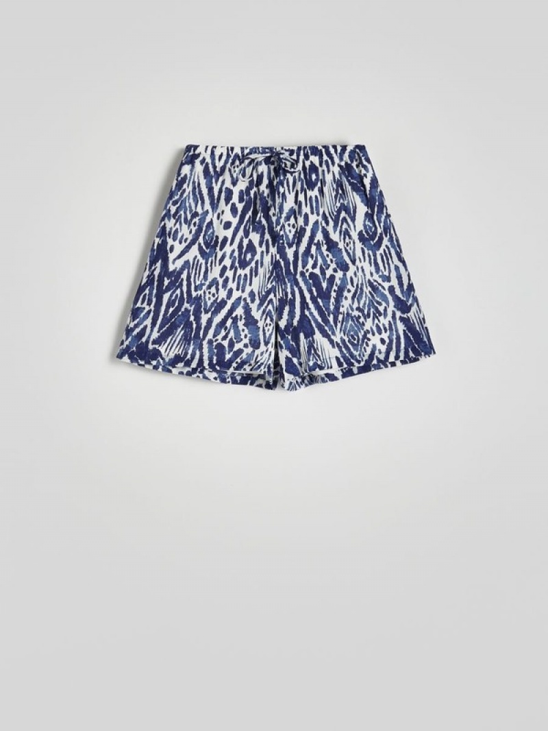 Light Blue Reserved Viscose Rich Women's Shorts | KPVZ-75920