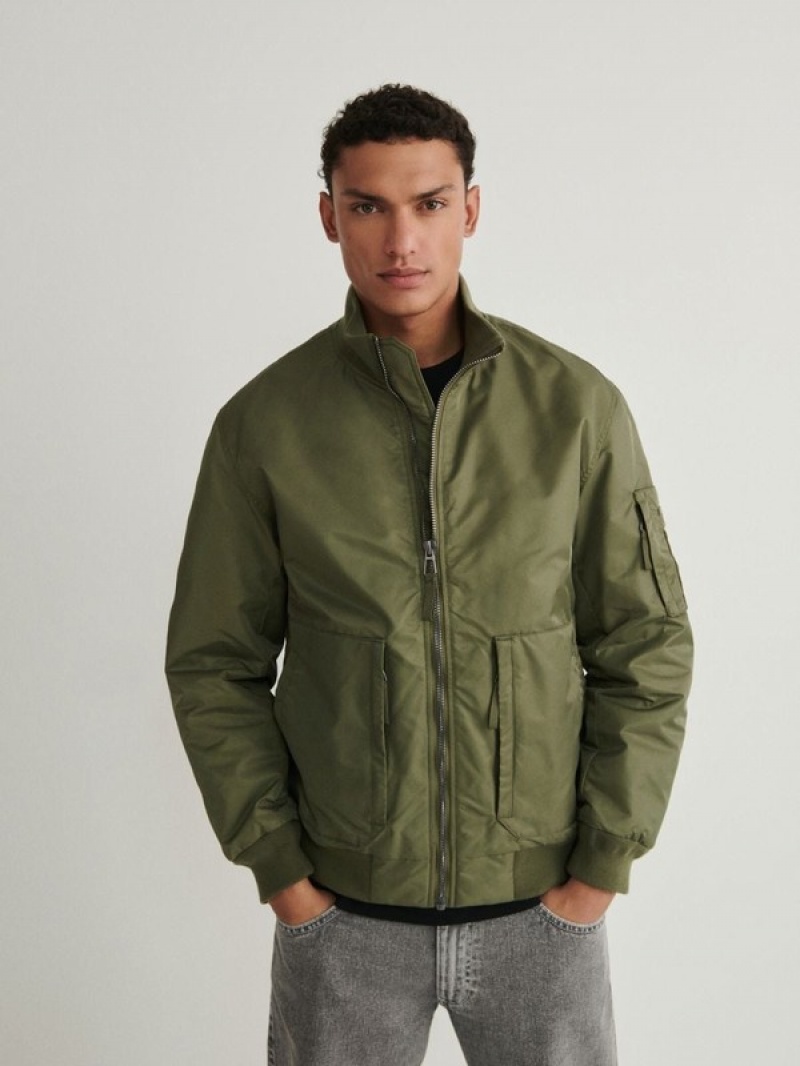 Light Green Reserved Bomber Men's Jackets | NMAP-68529