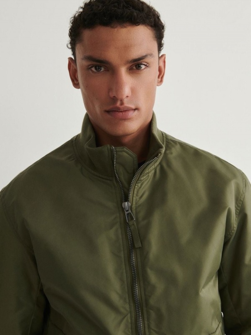 Light Green Reserved Bomber Men's Jackets | NMAP-68529