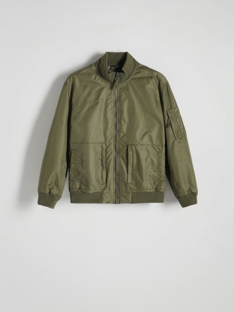 Light Green Reserved Bomber Men's Jackets | NMAP-68529