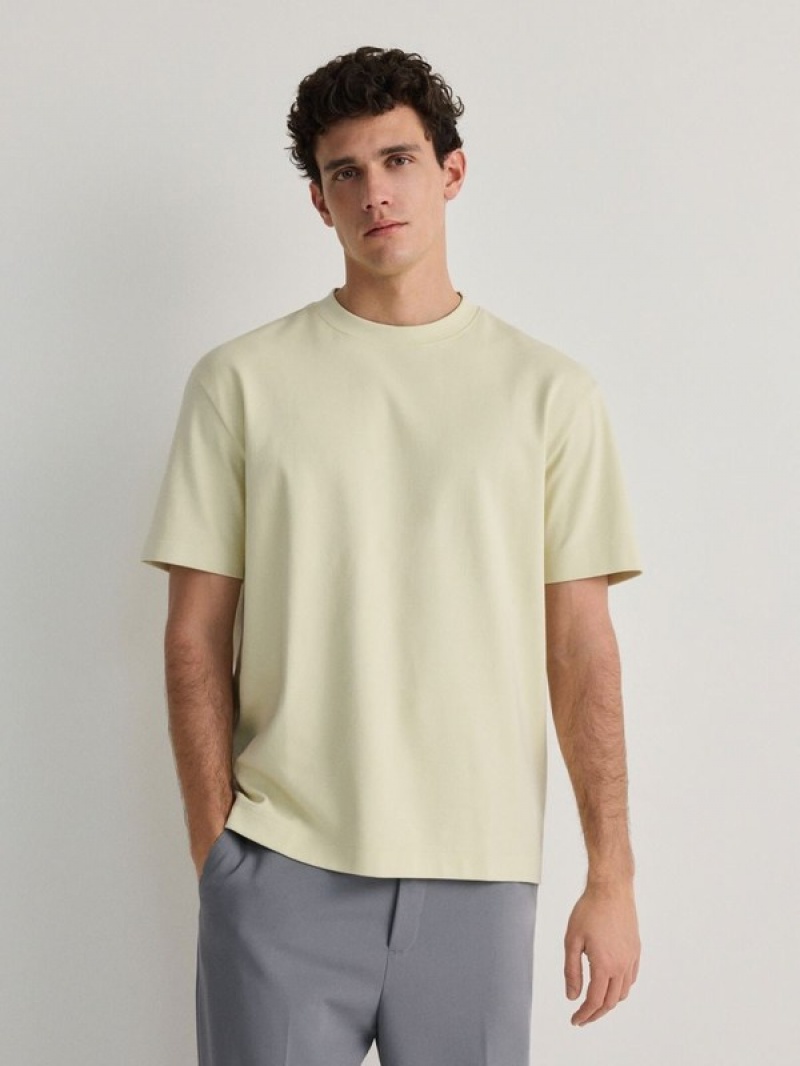 Light Green Reserved Boxy Men's T-shirts | BNWX-70931