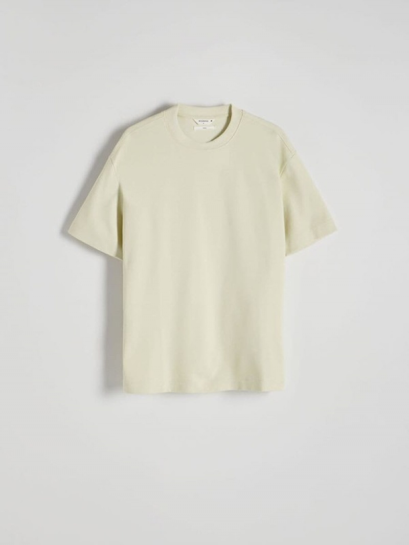 Light Green Reserved Boxy Men's T-shirts | BNWX-70931