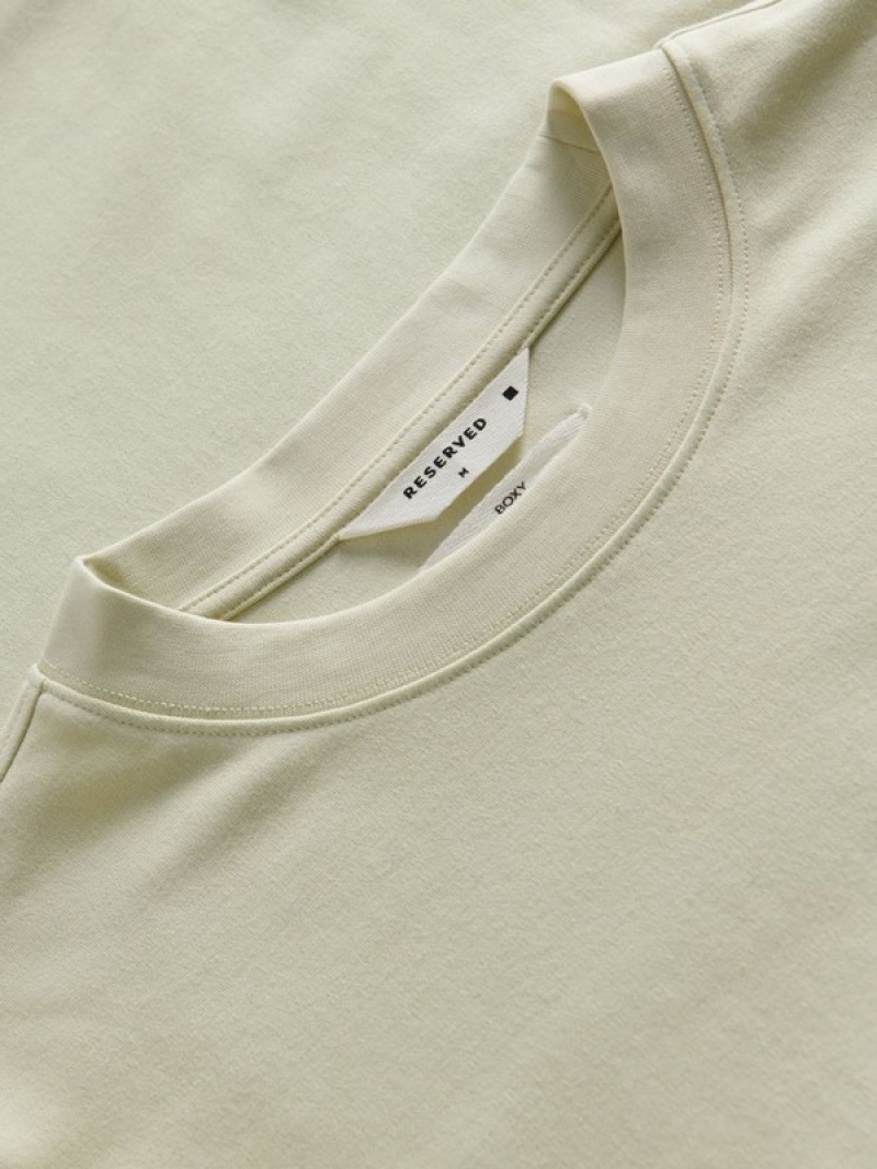 Light Green Reserved Boxy Men's T-shirts | BNWX-70931