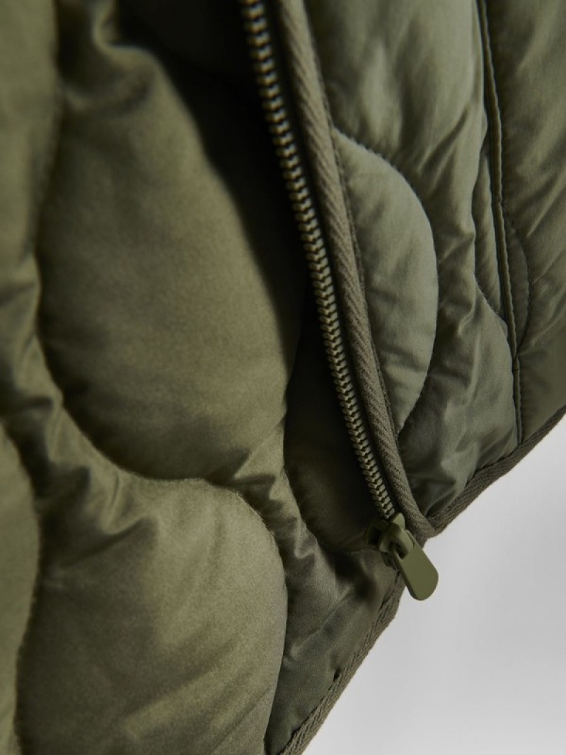 Light Green Reserved Cropped Quilted Women's Jackets | SNXC-79106