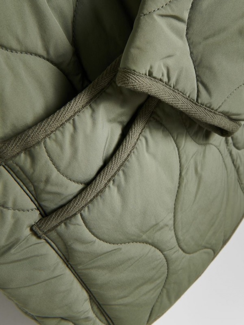 Light Green Reserved Cropped Quilted Women's Jackets | SNXC-79106