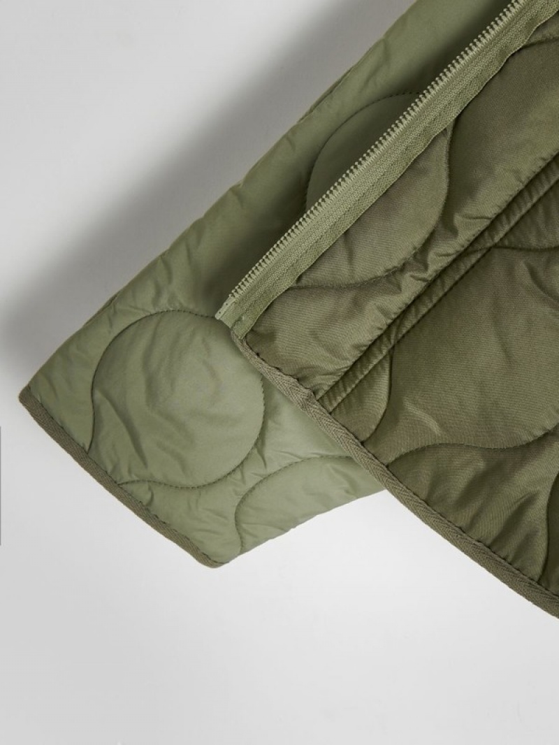 Light Green Reserved Cropped Quilted Women's Jackets | SNXC-79106