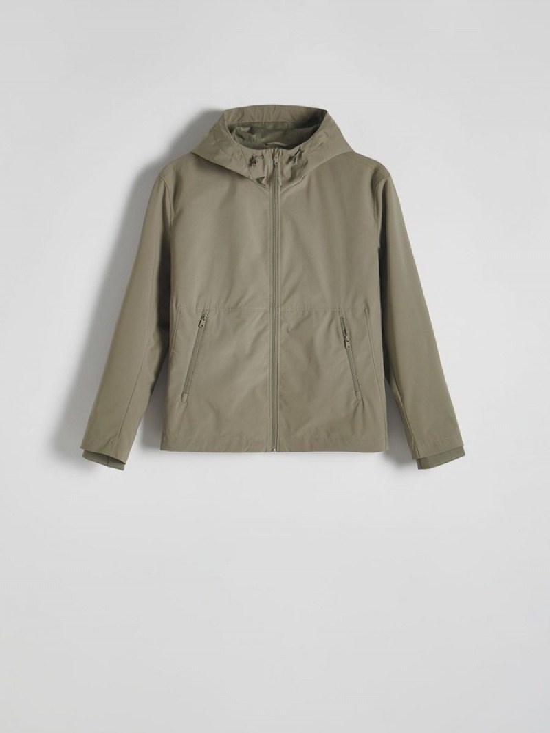 Light Green Reserved Plain Hooded Men's Jackets | ZCAE-52068