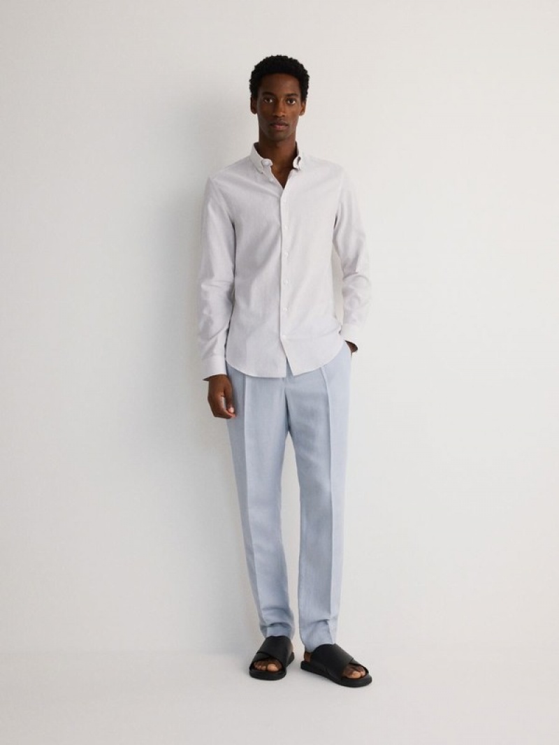 Light Grey Reserved Boxy Men's Shirts | BFPQ-04732