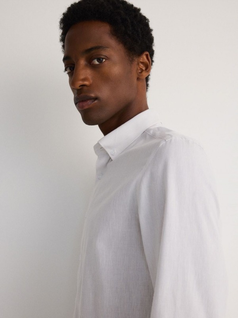 Light Grey Reserved Boxy Men's Shirts | BFPQ-04732