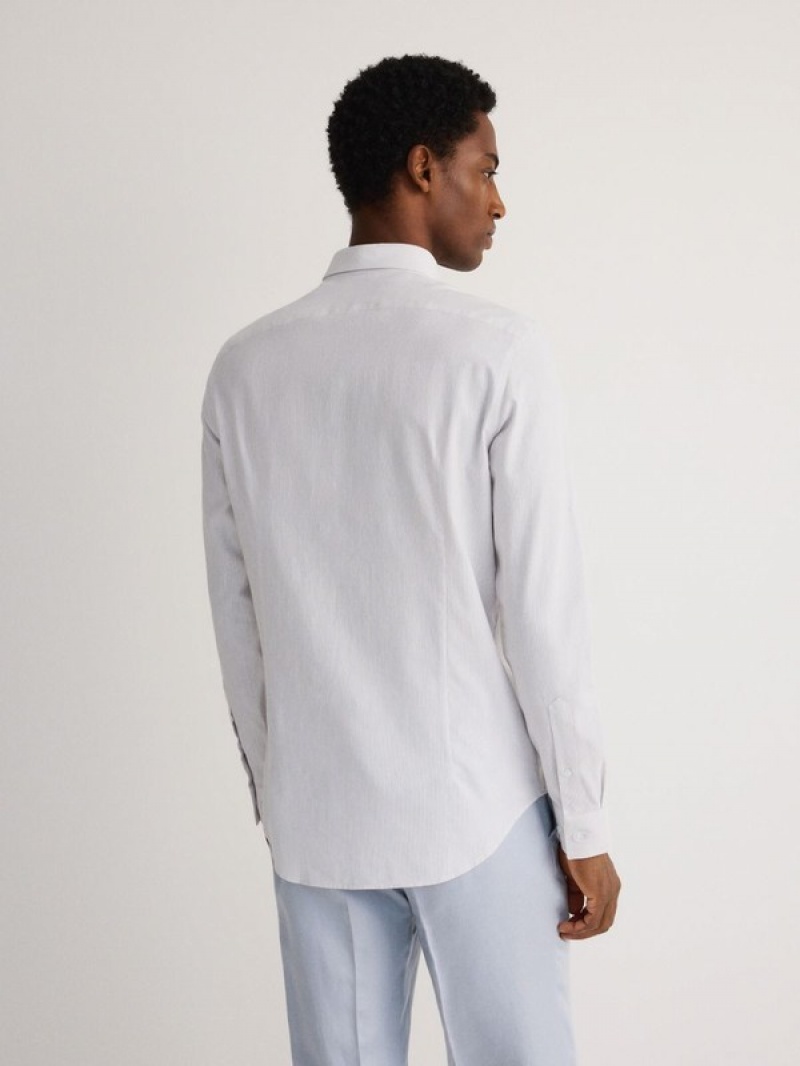 Light Grey Reserved Boxy Men's Shirts | BFPQ-04732