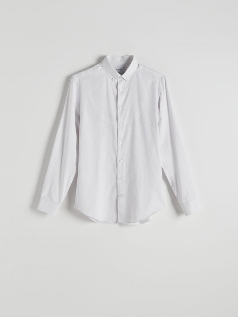 Light Grey Reserved Boxy Men's Shirts | BFPQ-04732