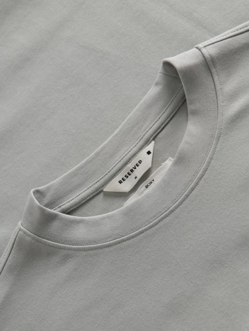 Light Grey Reserved Boxy Men's T-shirts | IEUC-08156