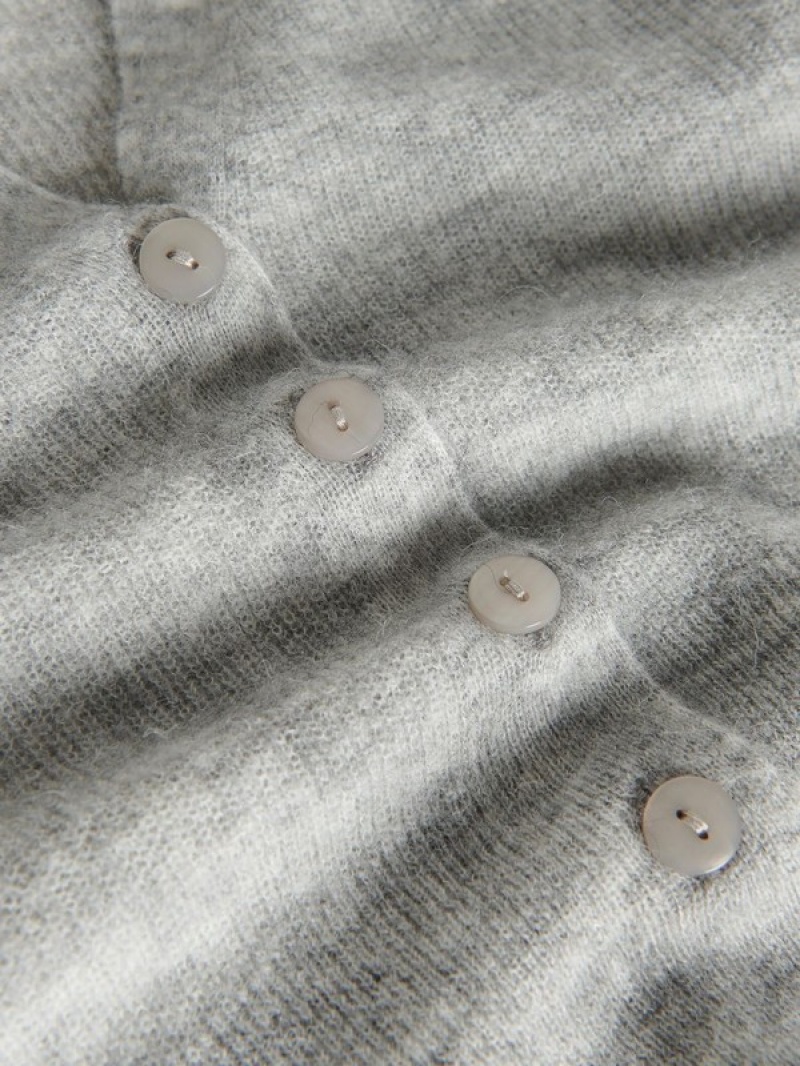 Light Grey Reserved Button Down Cropped Women's Sweaters | KGNT-96071