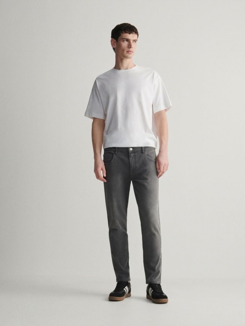 Light Grey Reserved Carrot Slim Men's Jeans | NRPE-53917