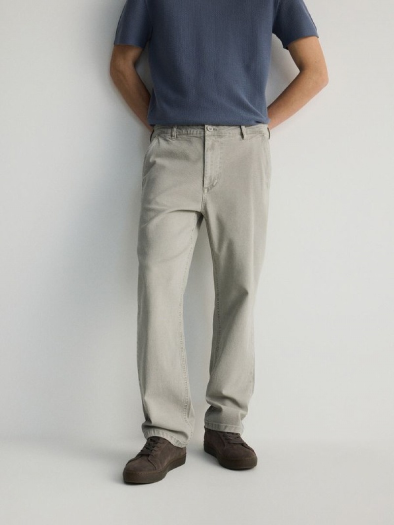 Light Grey Reserved Chino Men's Trousers | AKGW-53904