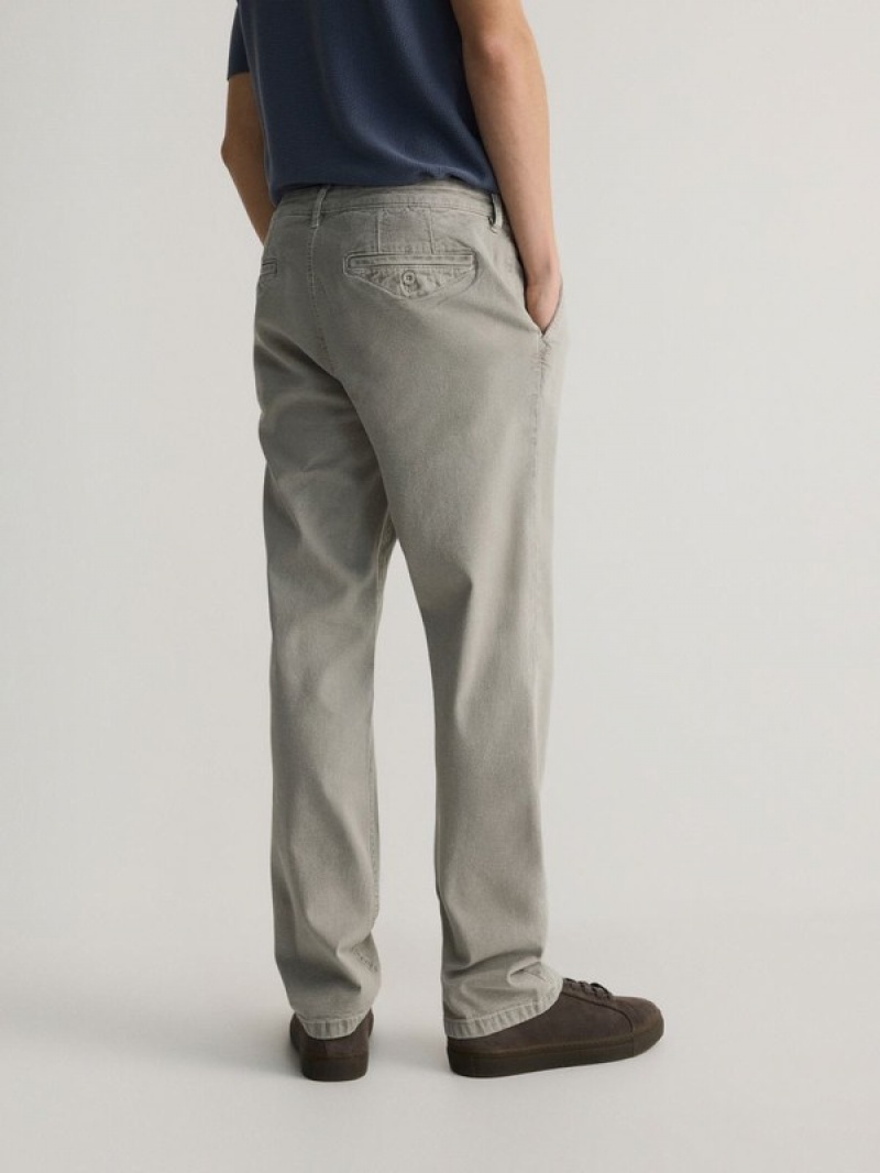 Light Grey Reserved Chino Men's Trousers | AKGW-53904